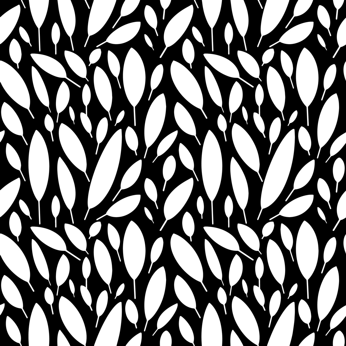 Black and White Leaves Pattern. Scandinavian Style